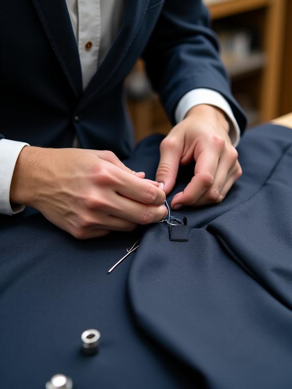 スーツを丹念に仕上げるDune Kamiの職人の手