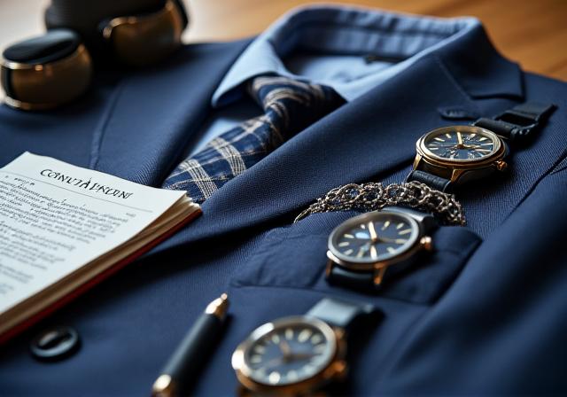 アクセサリーとスーツのコーディネート