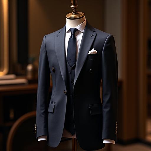 完成し、美しくディスプレイされたビスポークスーツ